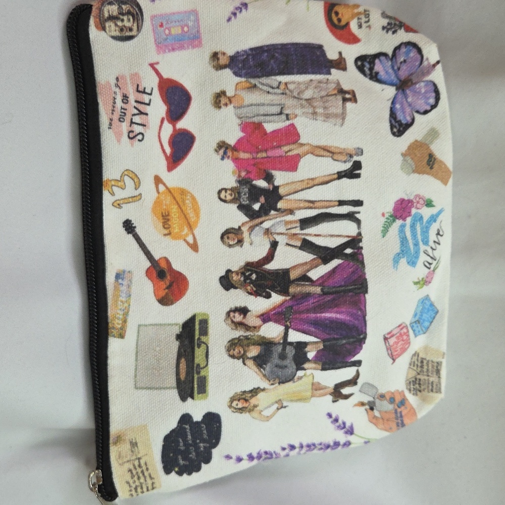 Taylor Swift Makeup Bag Canvas Purse Phone Tote 6 X 8.5"